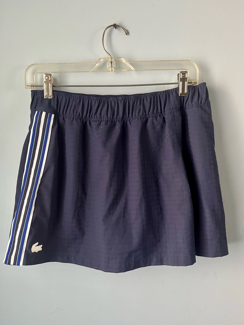 Lacoste Sport Navy Tennis Skirt Houndstooth Stripes Built-In Shorts Size L